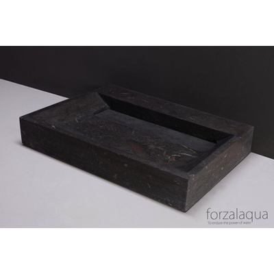 Forzalaqua Bellezza wastafel 60x40x9cm Rechthoek 1 kraangat Natuursteen Hardsteen gezoet